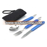 Ideal for camping lunch box office cutlery set travel cutlery set with nylon pouch