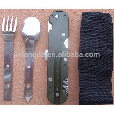 Outdoor survival pocket knife with spoon&fork,Utility knife,camping tool set,cutlery