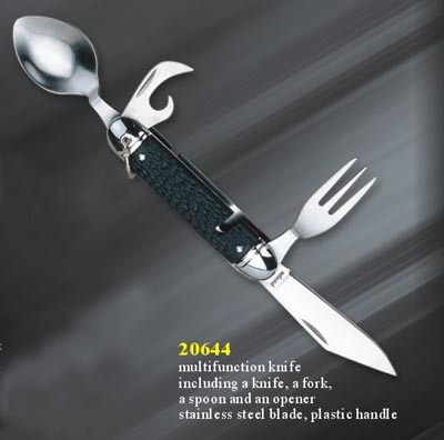 Outdoor survival pocket knife with spoon and fork camping tool set